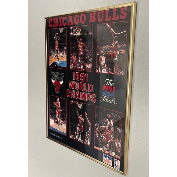 Chicago Bulls 1991 NBA Finals World Champs Framed Poster – Vintage Starline - Picture 4 of 8